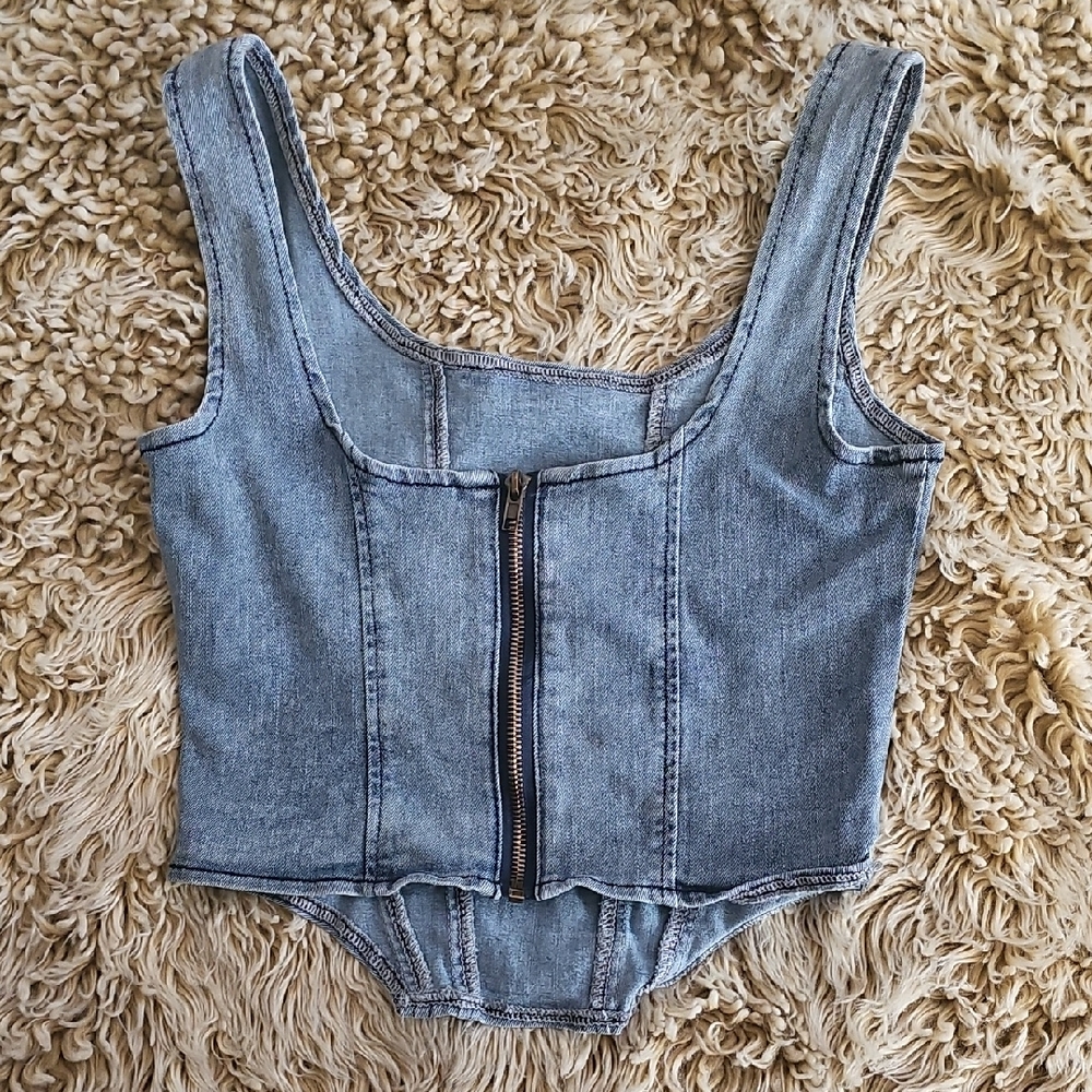 SHEIN Gray Denim Bodysuit